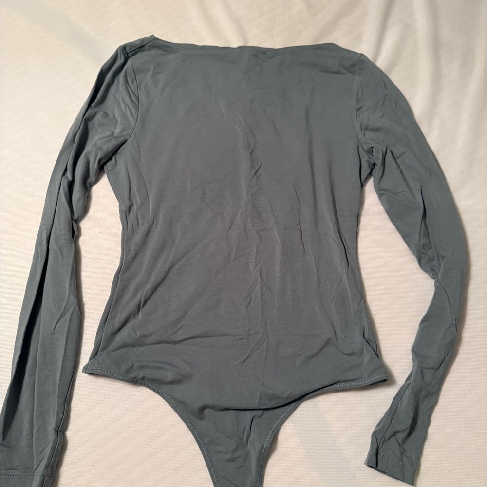 Abercrombie & Fitch Slate Green Long-Sleeve Bodysuit